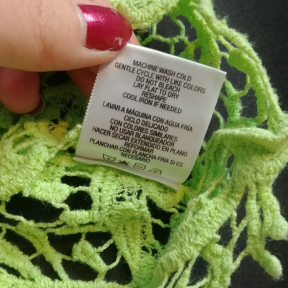Bongo Women's Lime Green Crochet Crop Top Size M - Picture 7 of 8